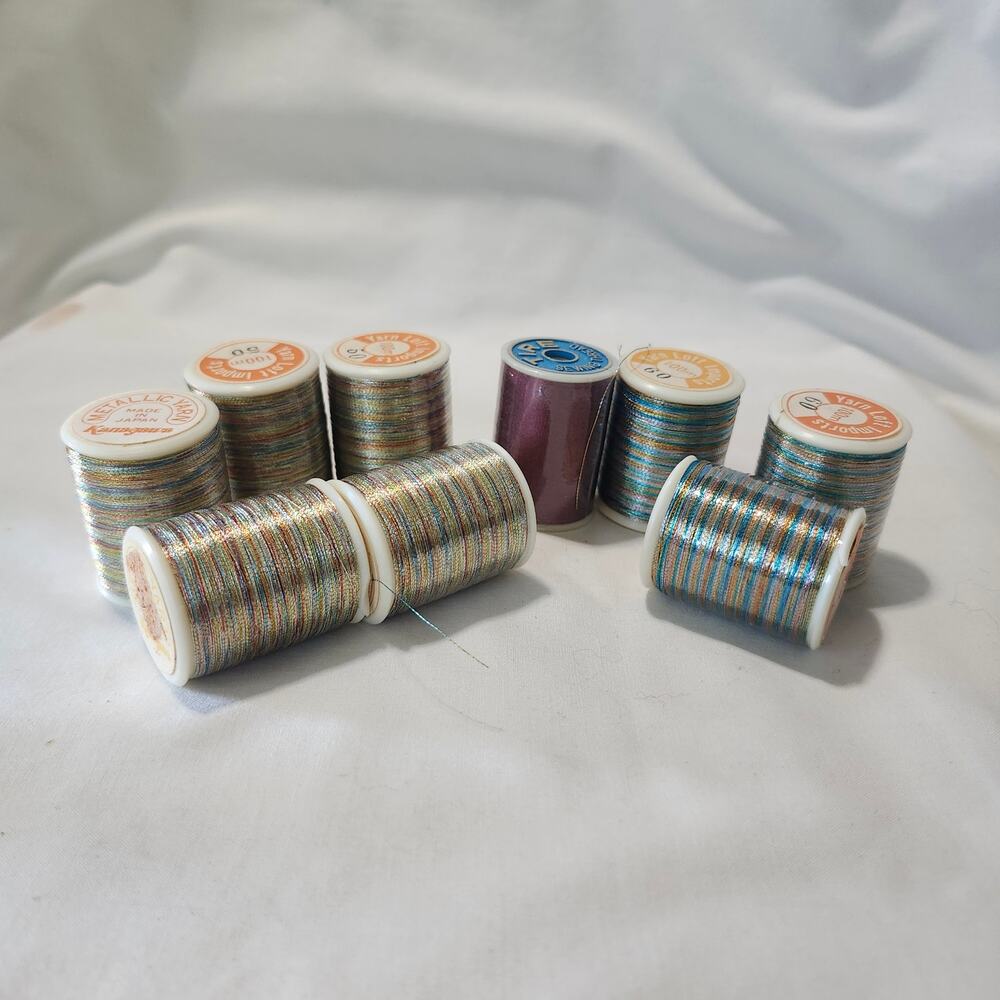 9 Spools Kanagawa Metallic Yarn Tire Silk Sewing Thread B9